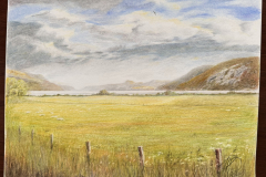 Loch Ness Looking South #2, 9” x 12”, colored pencils Polychromos on paper, 100lb Strathmore colored pencil