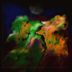 Abstract image of greens and oranges
