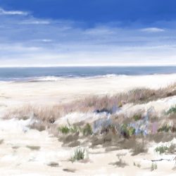 beach at ocean, water color