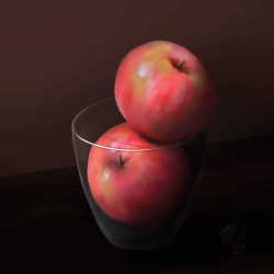 Still life apples in a drinking glass